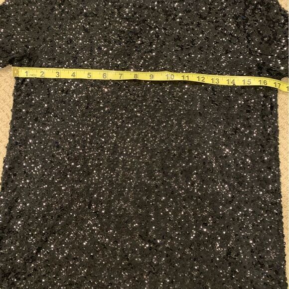 J Crew Woman’s Black Sequin Top with 3/4 length Sleeves Size S - Picture 4 of 10